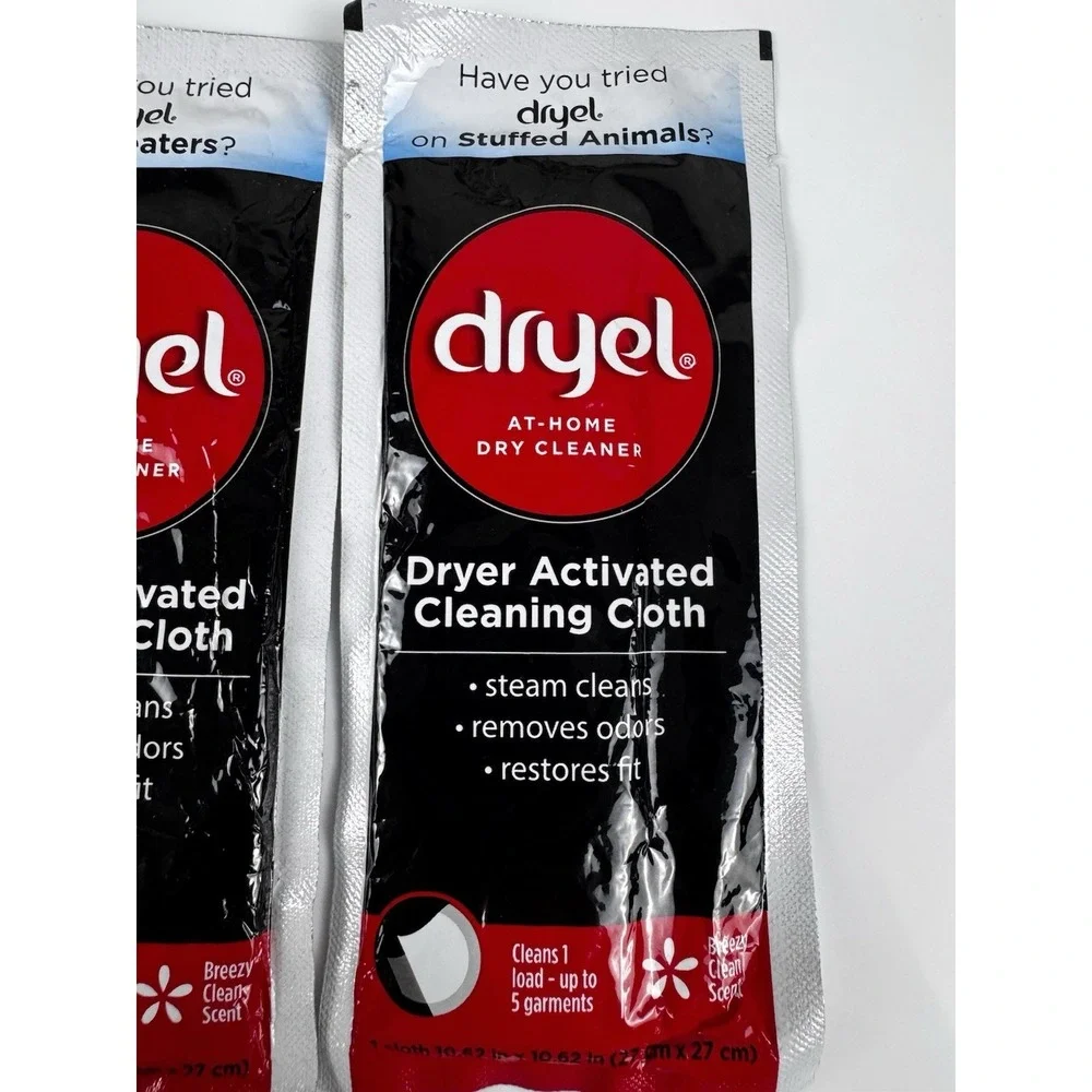 New Lot Of 2 Dryel At-Home‎ Dry Cleaner Dryer Activated Cleaning Cloths